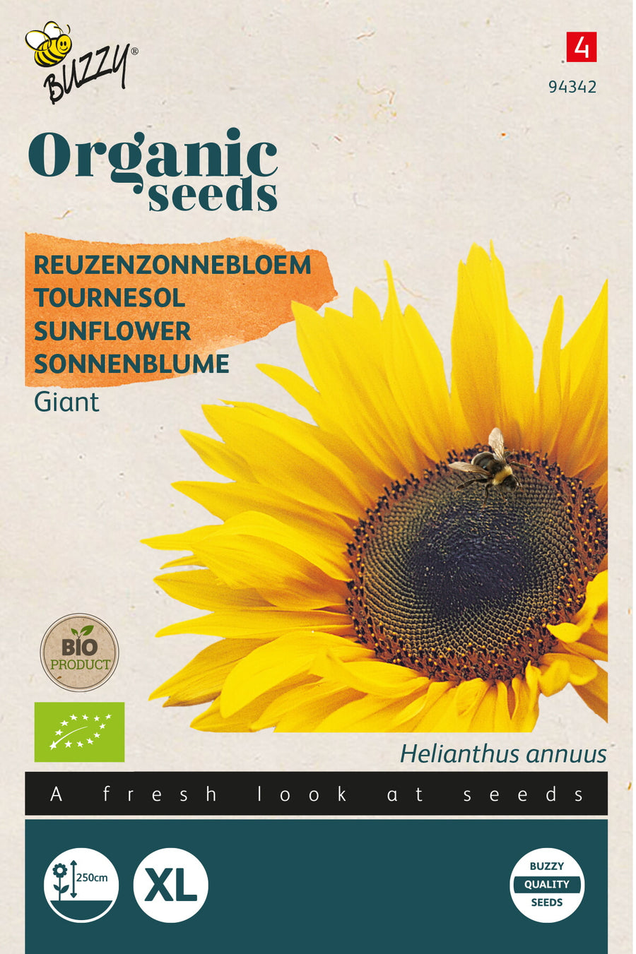 Organic Helianthus, Reuzenzonnebloem giganteus